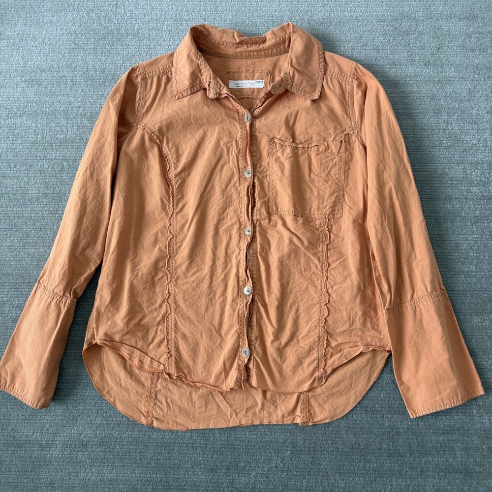 Free People We the Free Mackenzie Poplin Button Down Shirt Womens M Terracotta